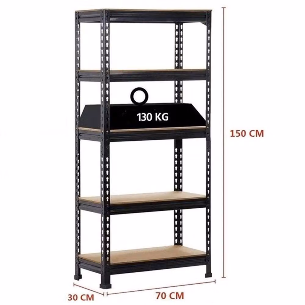 KORVIXA Metal Freestanding Garage Storage Shelving with Adjustable Shelves, Black, W/D/H: 100 x 100 x 5 cm – 2