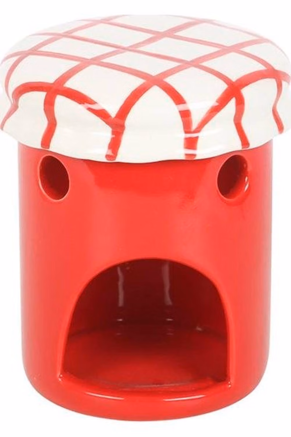 KDMD Cherry Jam Jar Ceramic Oil Burner and Wax Warmer in Red and White – 3