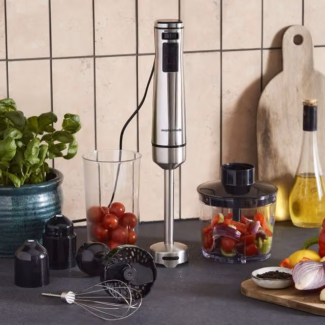 Morphy Richards Electric Hand Blender Set with Masher in Silver and Stainless Steel