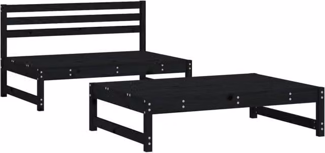 Berkfield Home 2 Piece Black Solid Pine Garden Lounge Set with Outdoor Coffee Table