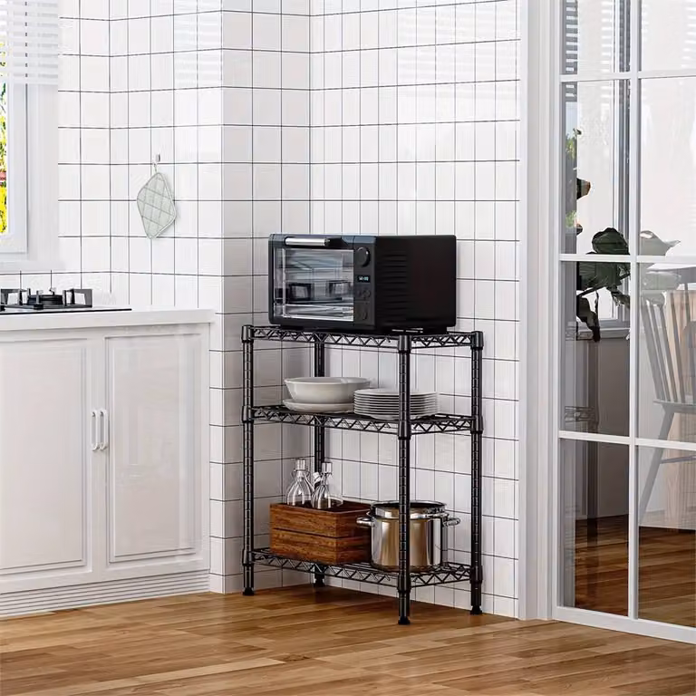 Nordara 3-Tier Metal Utility Storage Shelving Unit in Black