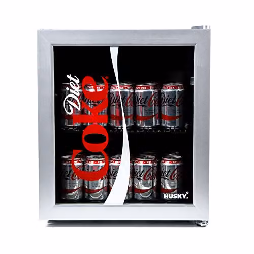 Husky Diet Coke Design Mini Fridge in Silver with Glass Door – 3