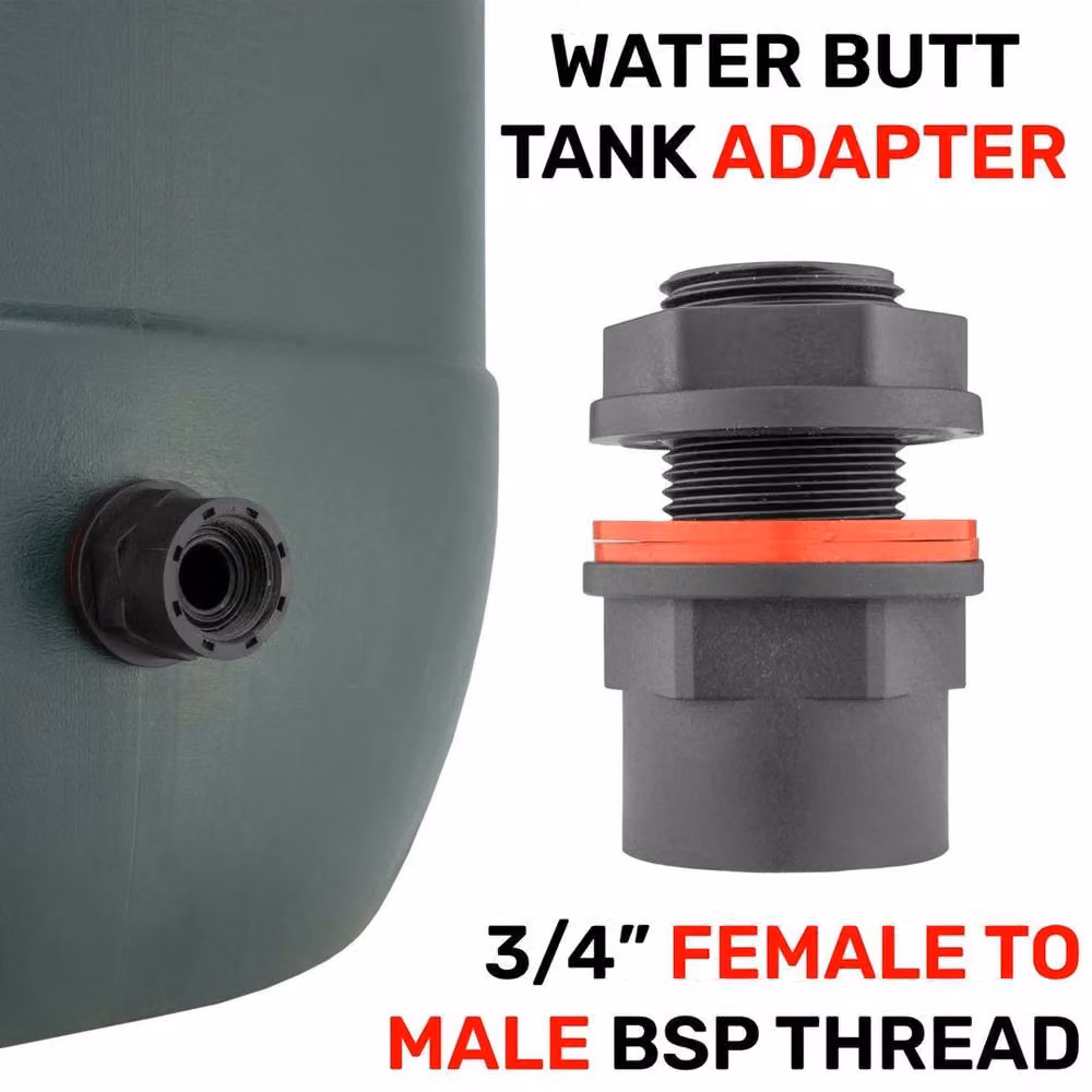 FLAVORA 100 Pack 3/4 inch Garden Water Butt Tap Adaptor with Easy Turn Lever in Silver and Black, Fits 26mm Hole – 2