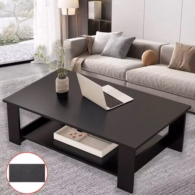 Hinsinc Modern Rectangular Coffee Table in Black, W: 80 cm, D: 40 cm, H: 42 cm