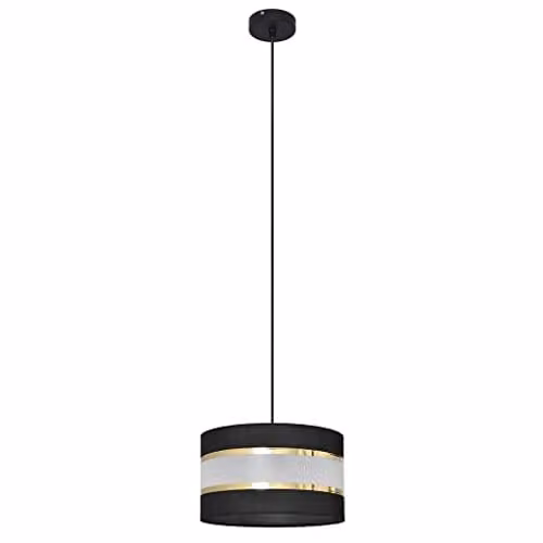 Netlighting Helam Helen Cylindrical Pendant Ceiling Light in Black and Gold/Brass, Diameter: 25 cm – 1