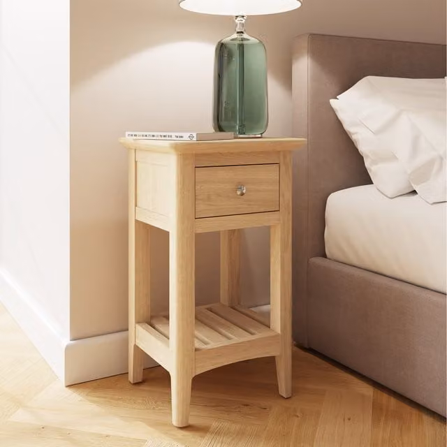 FWStyle Ready Assembled 1 Drawer Bedside Table Nightstand in Natural Ash – 1