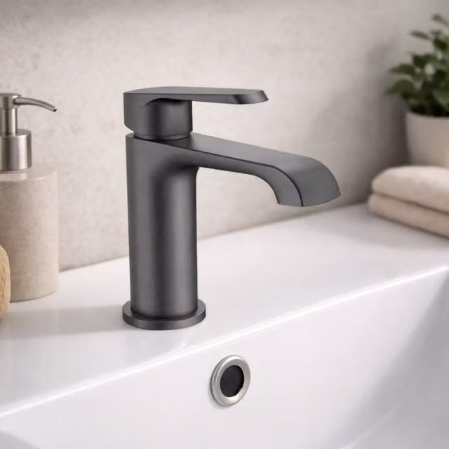 Bathroom Kingdom Montana Gunmetal Grey Single Lever Cloakroom Basin Mixer Tap