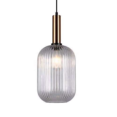 Italux Antiola Modern Hanging Pendant Light in Brass with Transparent Glass Shade, E27