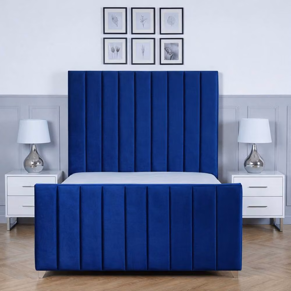 Living Comfort Bedz Zenith Blue Velvet Upholstered Gas Lift Storage Bed, W/D/H: 180 x 200 cm – 2
