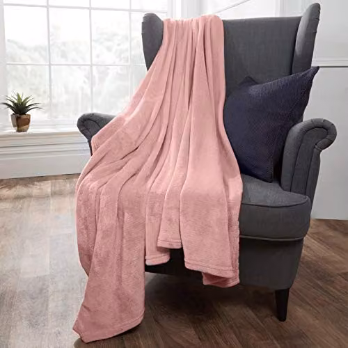 Brentfords Super Soft Flannel Fleece Throw Blanket in Pink, W/D/H: 150 x 200 cm – 3
