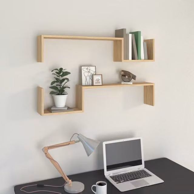 Berkfield Home Wall Shelf Set of 2 in Sonoma Oak Brown, W/D/H: 100 x 20 x 15 cm – 1