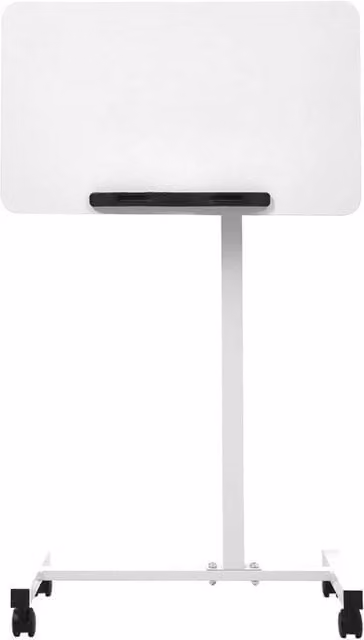 FORGEVIO White Mobile Overbed Chair Table with Height Adjustment and Castors – 1