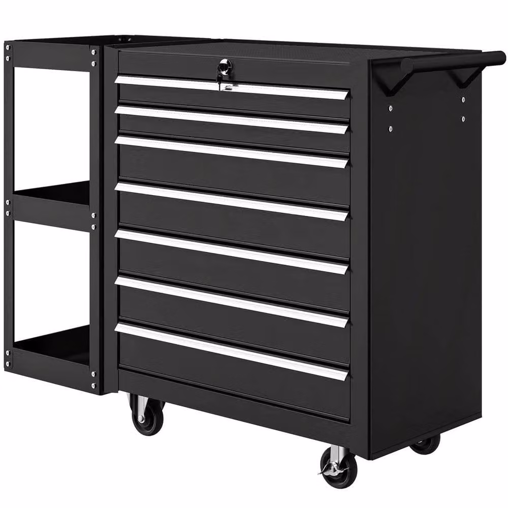 PAWNORA 7 Drawer Lockable Steel Tool Chest on Wheels, Black, W/D/H: 120.0 x 33.5 x 75.0 cm – 2