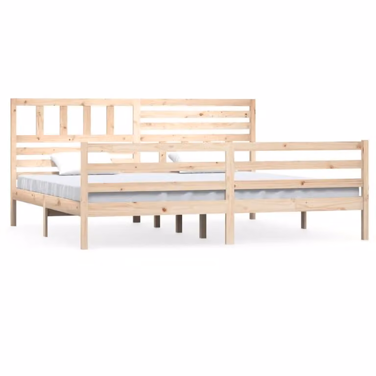 Berkfield Home Solid Wood Pine Bed Frame in Brown and Beige, W/D/H: 200 x 200 cm