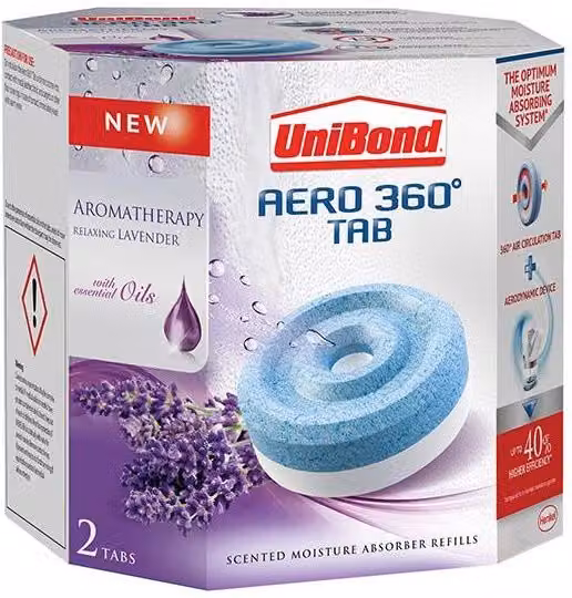 UniBond Aero 360 Moisture Absorber Aromatherapy Lavender Refills, Pack of 2, White – 1