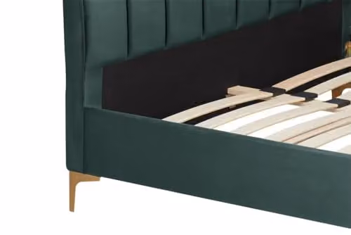 Birlea Clover Upholstered Velvet Bed Frame in Green and Gold with Lift Up Base, W/D/H: 150 x 180 x 219 cm – 4