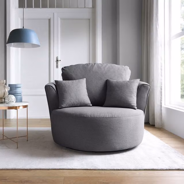 Abakus Direct Darcy Swivel Tub Chair in Dark Grey Fabric