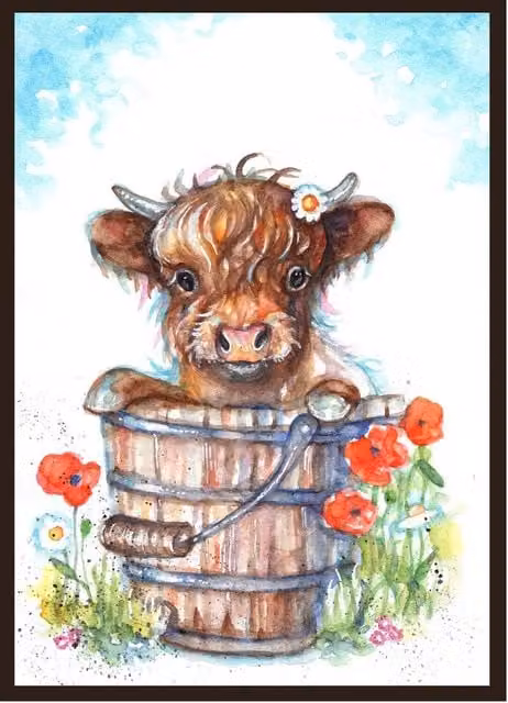 Be Coventry Rustic Highland Cow Canvas Wall Art in Brown and Black