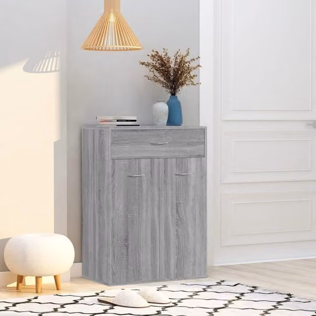 Berkfield Home Grey Sonoma Shoe Cabinet with Doors and Drawers, W/D/H: 60 x 35 x 84 cm – 1