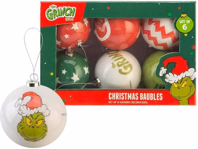 VFM e-Store Grinch Christmas Bauble Set, Multicolour Animal Hanging Tree Decoration, W/D/H: 7.5 x 7.5 x 7.5 cm