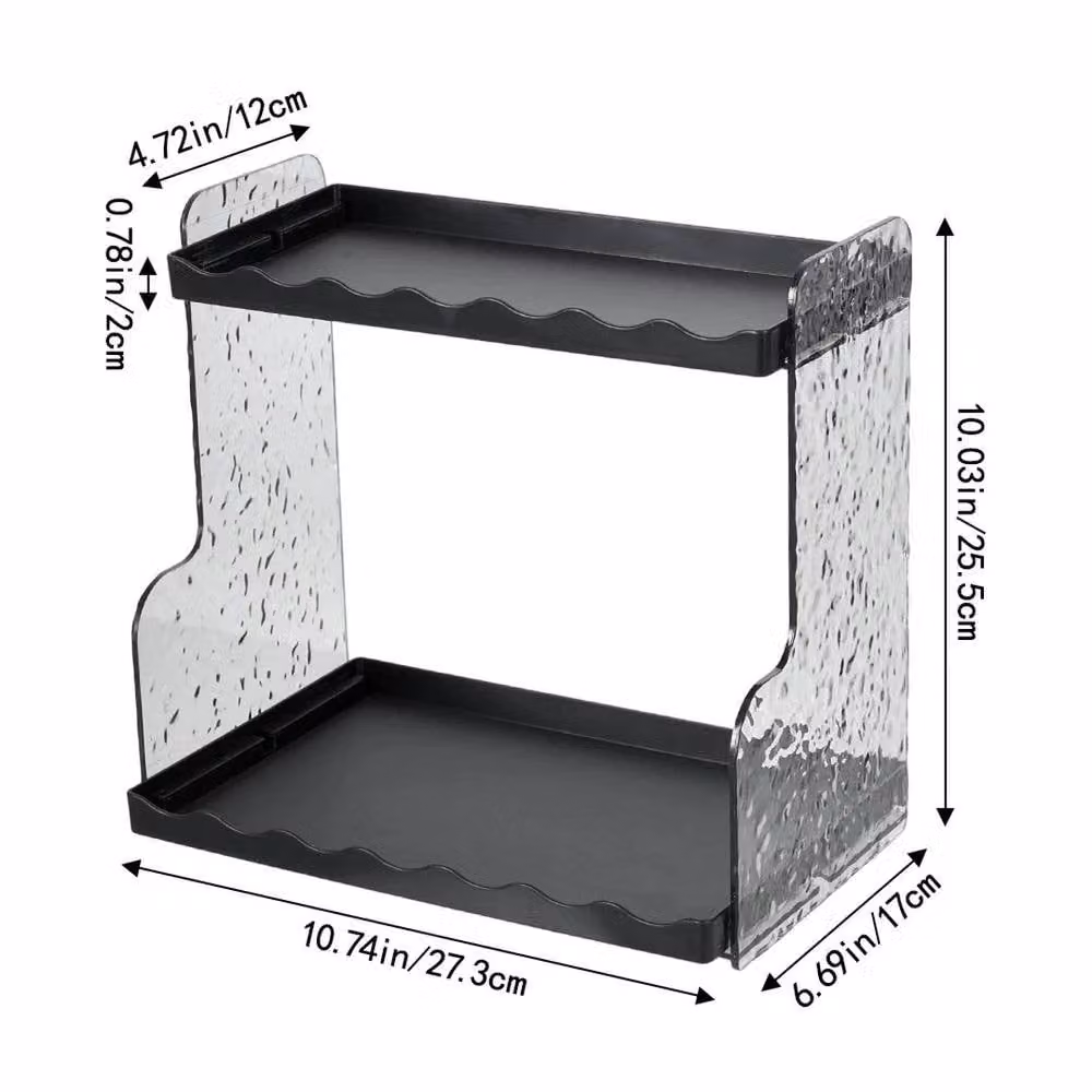 EONLION 2 Tier Desktop Makeup Holder, Black, W: 50 cm x D: 50 cm x H: 50 cm – 2