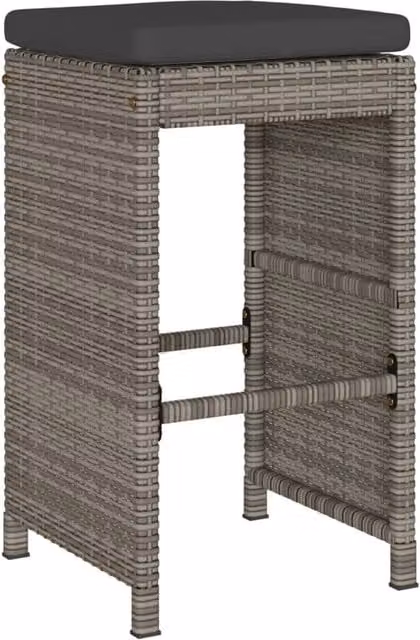 Berkfield Home Beautiful Garden Bar Stools with Cushions, 6 Piece Grey Poly Rattan Set – 1