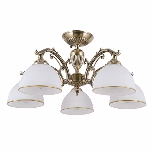 Netlighting Feneza Modern 5-Light Multi Arm Semi Flush Ceiling Lamp with Glass Domes, E27, Brown