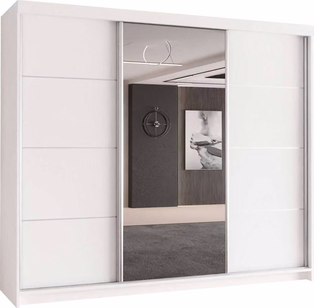 Sliding Wardrobes 4U Modern 3 Door White Matt Bedroom Cabinet W: 250 cm, H: 217 cm – 2