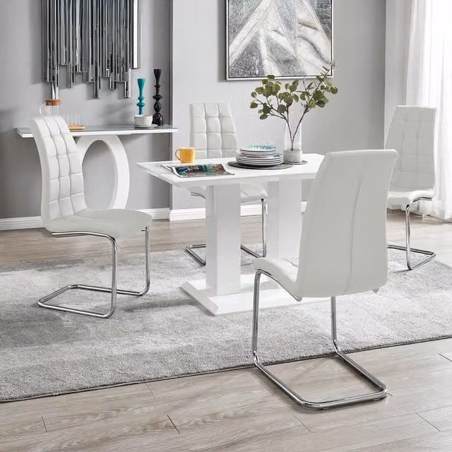 FurnitureboxUK Imperia 4 Modern White High Gloss Rectangular Dining Table and 4 Chairs Set
