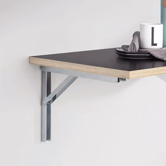 RBUK 2 Pack Folding Shelf Brackets in Silver, 30 cm