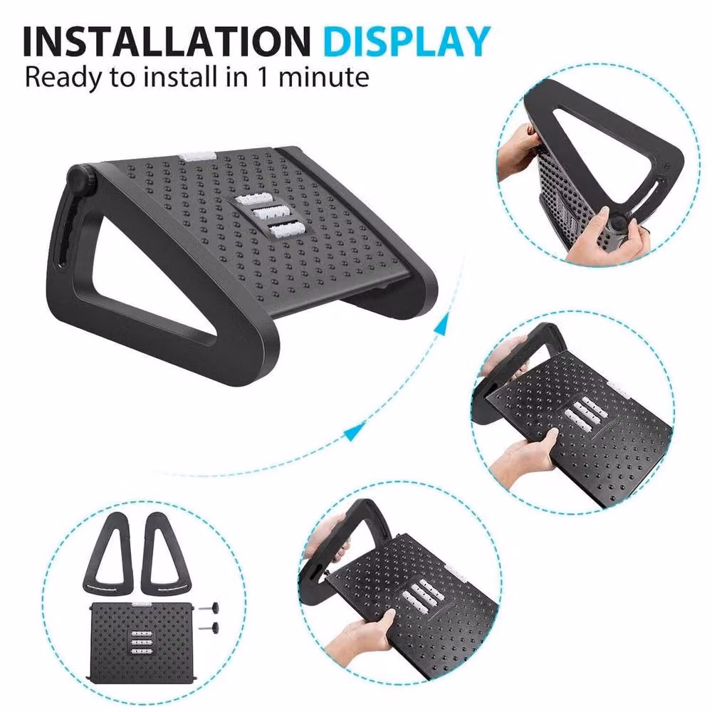 KORVIXA Adjustable Under Desk Office Foot Rest in Black – 4