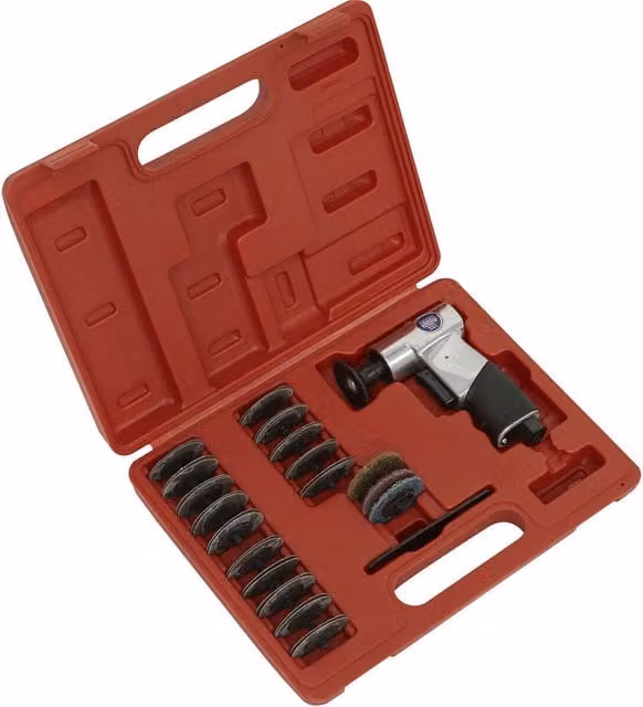 Loops Pneumatic Air Mini Sander and 35 Discs Kit, 50mm, Multicolour