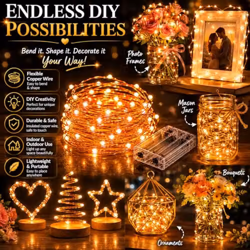 Shatchi 40 LED Warm White Battery Operated Fairy String Lights with 4m Copper Wire – 7