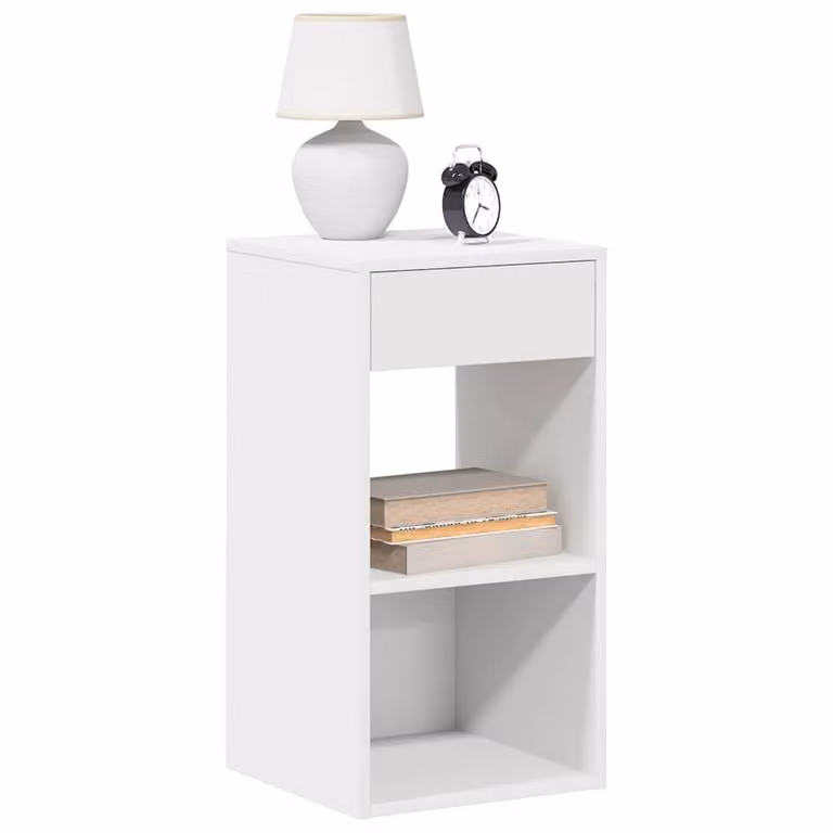 Berkfield Home Set of 2 Durable White Bedside Cabinets with Drawer, W/D/H: 35 x 34 x 66.5 cm