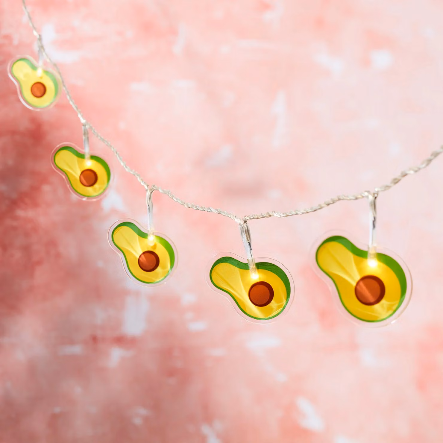 Lights4fun Green Avocado LED Fairy Lights with Warm White Light and Timer, Battery Operated
