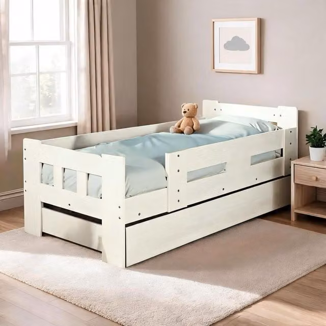 Home Source Ackworth Single Pull Out Trundle Bed in White