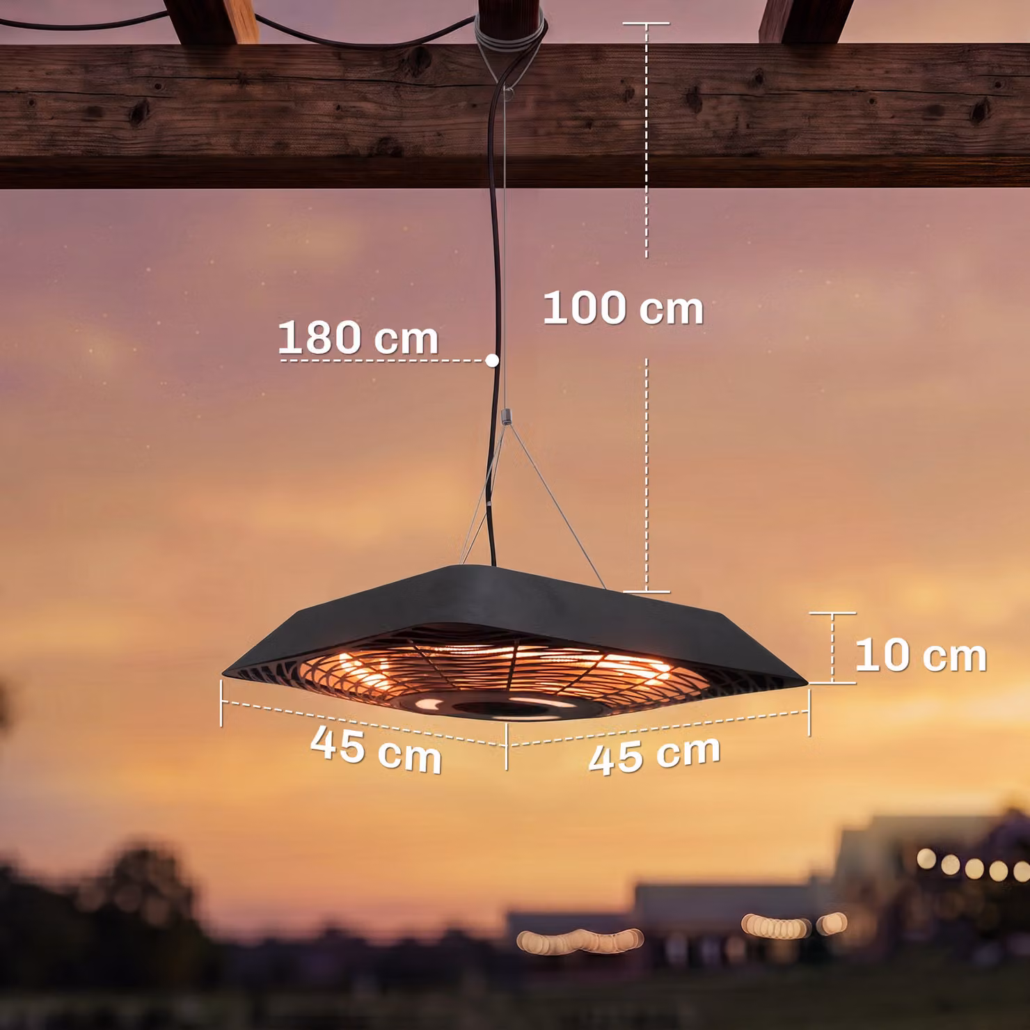 Outsunny 2000W Electric Ceiling Mounted Halogen Patio Heater with Remote Control in Black Aluminium – 3