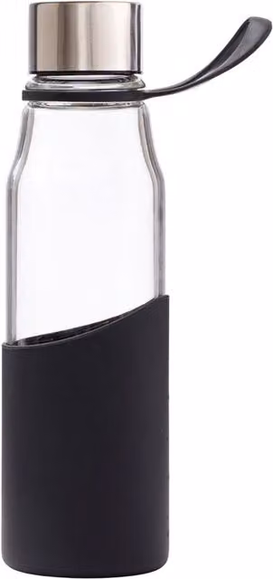 Vinga Slim Glass Water Bottle, 550 ml, Black – 1