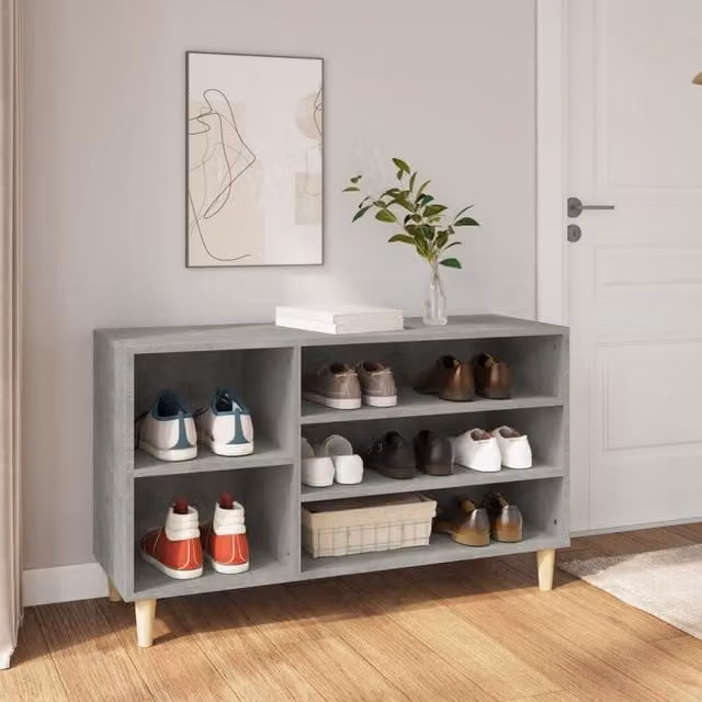 Berkfield Home Modern Grey Shoe Cabinet with Integrated Seat, W/D/H: 102 x 36 x 60 cm