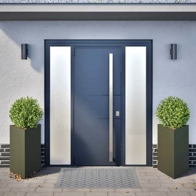 Berkfield Home Garden Steel Planters, 2 Pack, Green, W: 50 cm, D: 43 cm, H: 75 cm