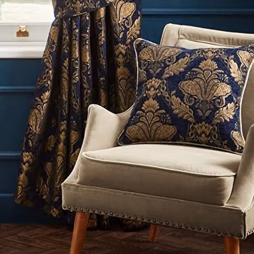 Paoletti Shiraz Floral Square Cushion in Blue and Gold – 3