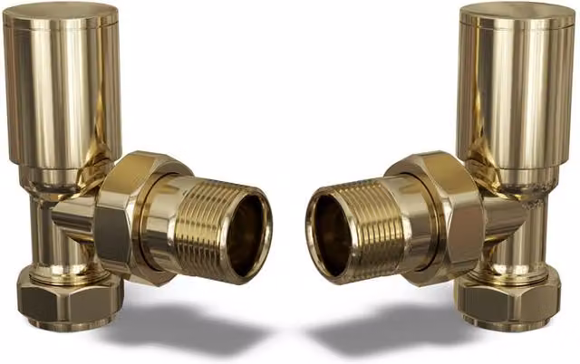 UK Radiators Polished Brass Round Manual Radiator Valve Pair