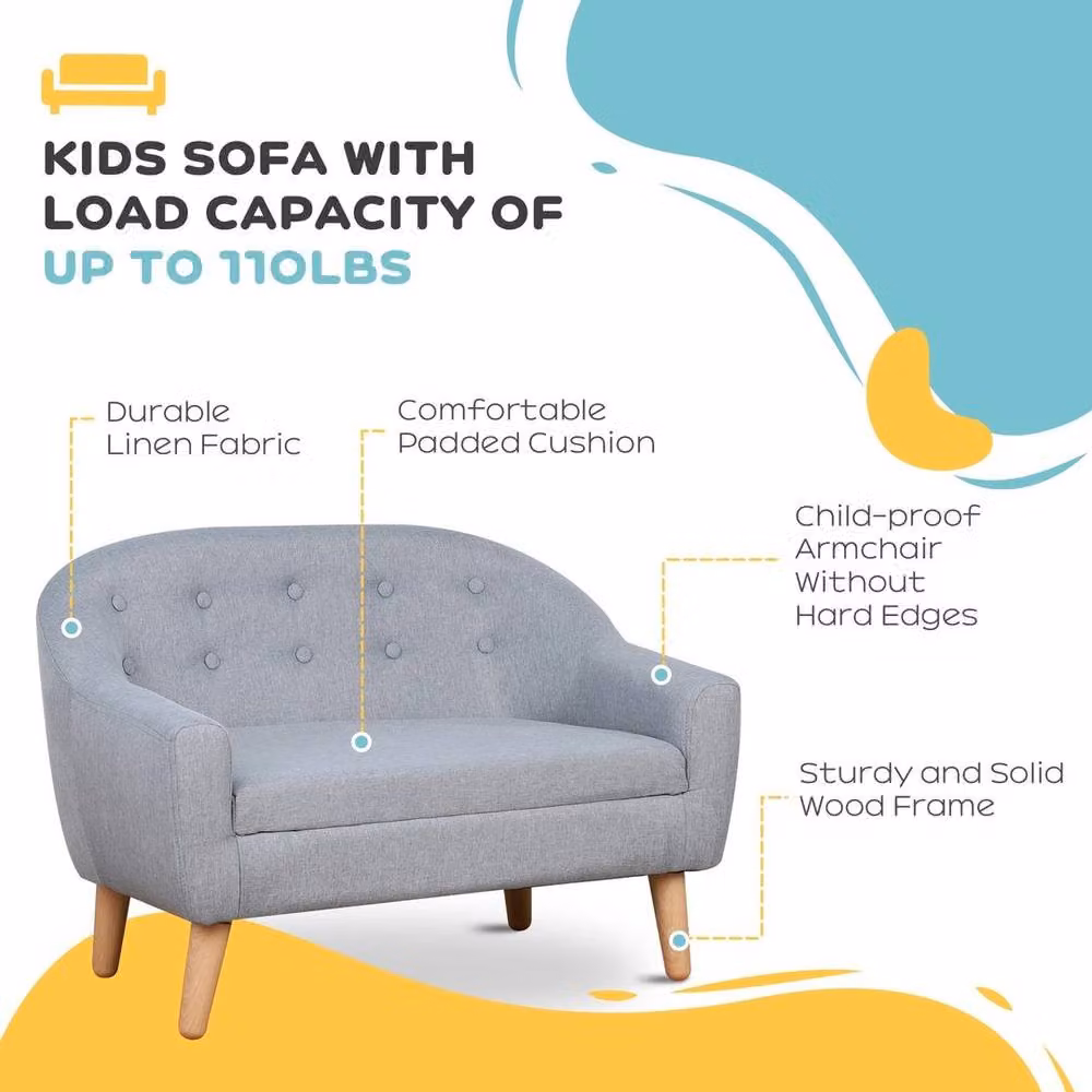 Kelvenix Grey Fabric Toddler Armchair for Nursery and Childrens Bedrooms – 2