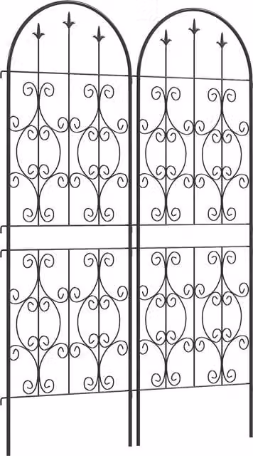 Outsunny Set of 2 Black Powder-Coated Metal Garden Trellis Panels for Climbing Plants, H 150 x W 50 cm – 1