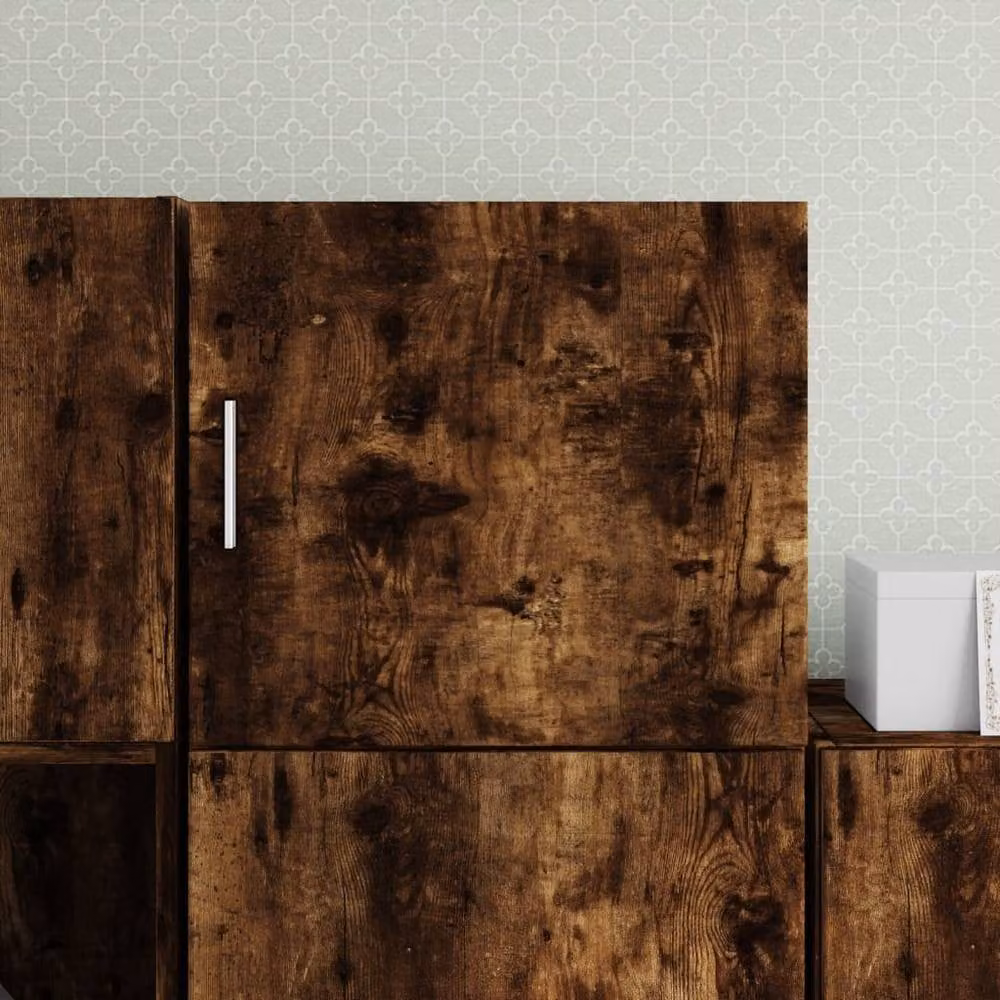 Berkfield Home Wall Mounted Smoked Oak Cabinet in Brown, W: 45 cm, D: 40 cm, H: 42.5 cm – 1