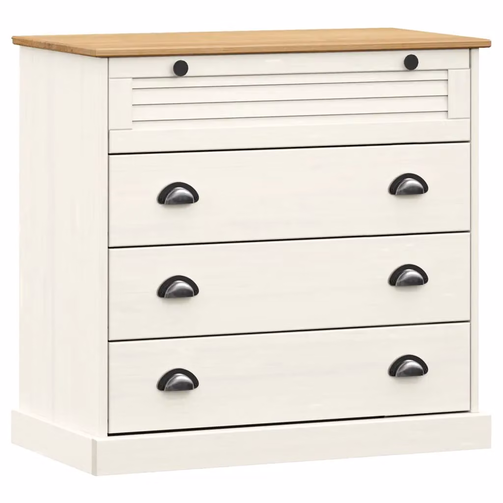 Berkfield Home VIGO White Chest of Drawers in Solid Pine Wood, W/D/H: 80 x 40 x 76 cm – 2