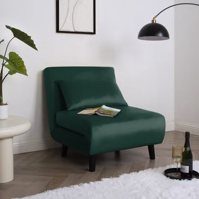 Home Garden Direct Aurora Single Bed Chair Sofa in Green Velvet