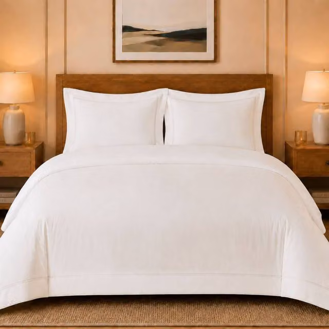 Grace Luxury TC1000 White Cotton Sateen Oxford Duvet Cover and Pillowcase Set with Button Closure, 140 x 200 cm – 1