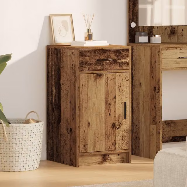 Berkfield Home Rustic Old Wood Sideboard in Brown, W/D/H: 40 x 41 x 75 cm