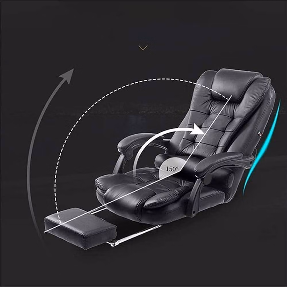 FORGEVIO Grey and Black Synthetic Leather High Back Executive Swivel Office Chair with Headrest and Armrests – 2